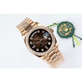 Rolex Steel Strap 36mm Brown Dial Diamond Watch