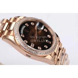 Rolex Steel Strap 36mm Brown Dial Diamond Watch