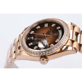 Rolex Steel Strap 36mm Brown Dial Diamond Watch