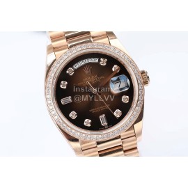 Rolex Steel Strap 36mm Brown Dial Diamond Watch