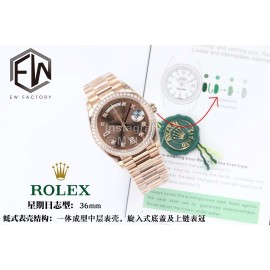 Rolex Steel Strap 36mm Dial Diamond Watch Brown