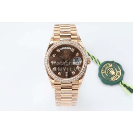 Rolex Steel Strap 36mm Dial Diamond Watch Brown