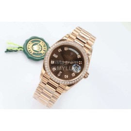 Rolex Steel Strap 36mm Dial Diamond Watch Brown