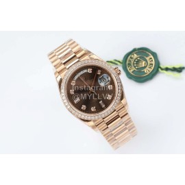 Rolex Steel Strap 36mm Dial Diamond Watch Brown