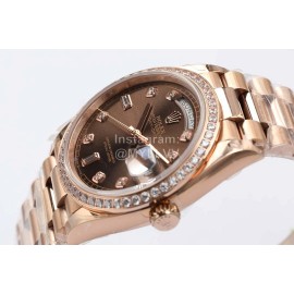 Rolex Steel Strap 36mm Dial Diamond Watch Brown