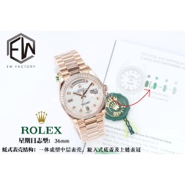 Rolex Steel Strap 36mm Dial Diamond Watch White 