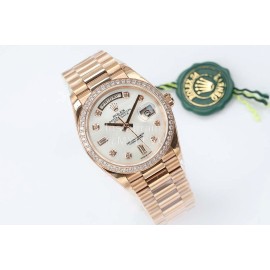 Rolex Steel Strap 36mm Dial Diamond Watch White 