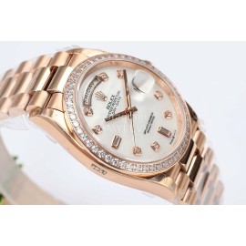 Rolex Steel Strap 36mm Dial Diamond Watch White 