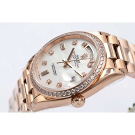 Rolex Steel Strap 36mm Dial Diamond Watch White 