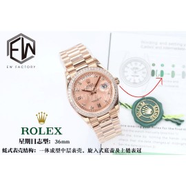 Rolex Steel Strap 36mm Dial Diamond Watch Rose Gold