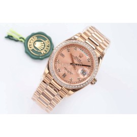 Rolex Steel Strap 36mm Dial Diamond Watch Rose Gold
