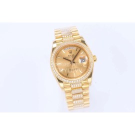 Rolex New Steel Strap 36mm Gold Dial Diamond Watch