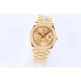 Rolex New Steel Strap 36mm Gold Dial Diamond Watch