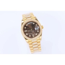 Rolex New Steel Strap 36mm Brown Dial Diamond Watch