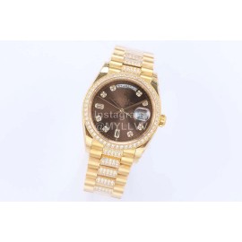 Rolex New Steel Strap 36mm Brown Dial Diamond Watch