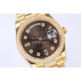 Rolex New Steel Strap 36mm Brown Dial Diamond Watch