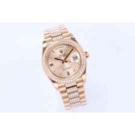 Rolex New 36mm Dial Steel Strap Diamond Watch Rose Gold