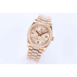 Rolex New 36mm Dial Steel Strap Diamond Watch Rose Gold