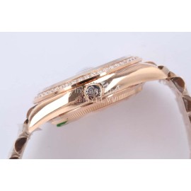 Rolex New 36mm Dial Steel Strap Diamond Watch Rose Gold