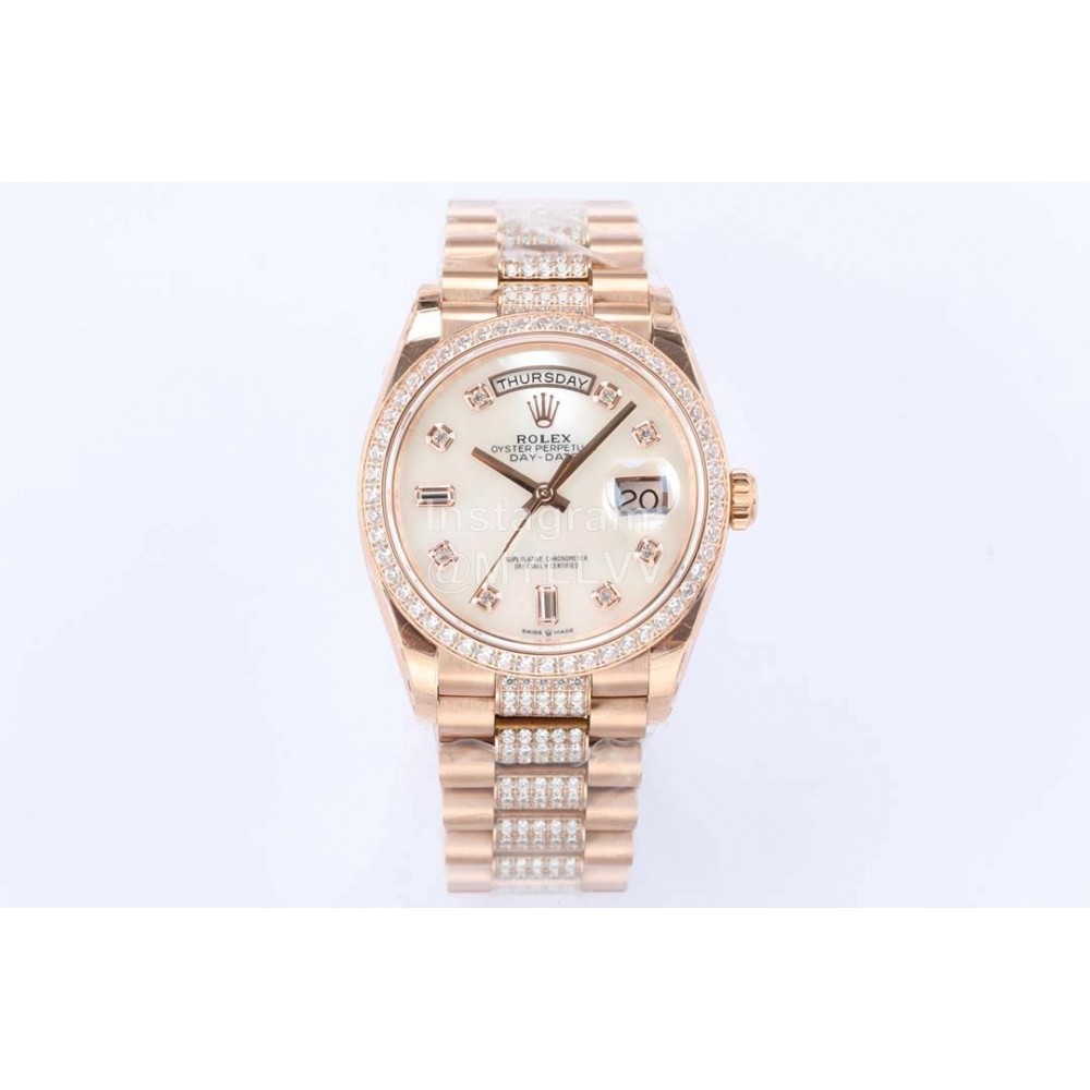 Rolex New 36mm Dial Steel Strap Diamond Watch