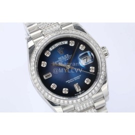 Rolex New 36mm Navy Dial Steel Strap Diamond Watch