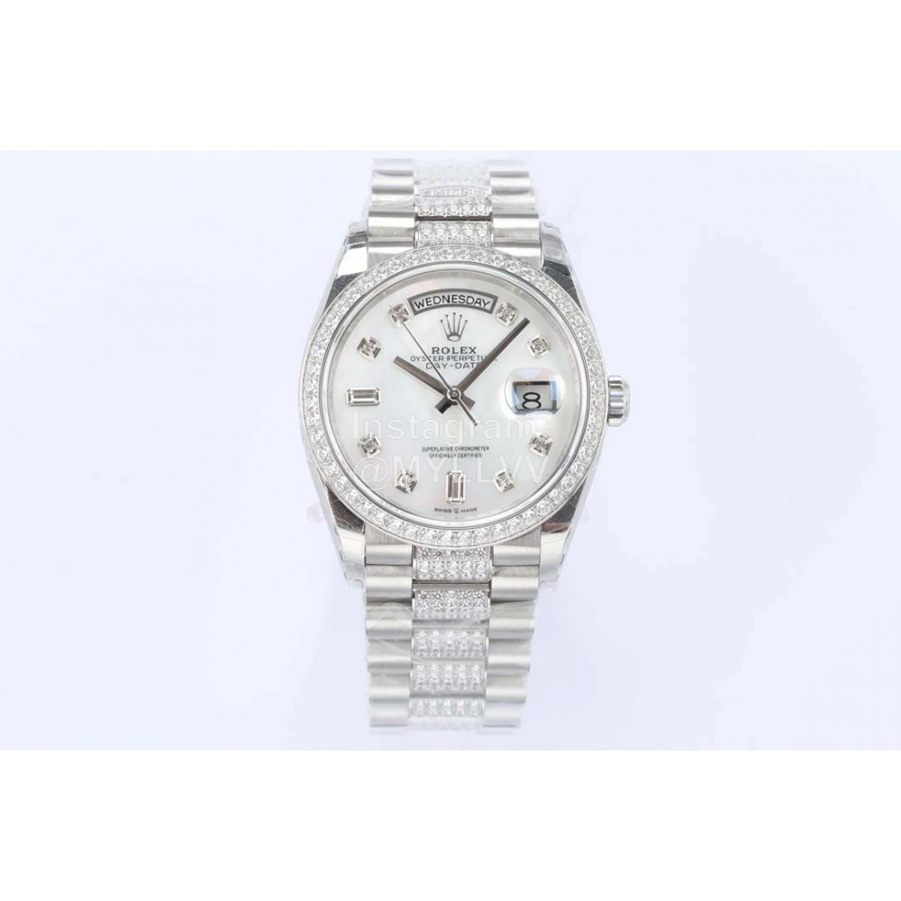 Rolex Fashion 36mm Dial Steel Strap Diamond Watch