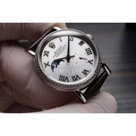 Rolex Roman Numeral Dial Sapphire Crystal Watch For Women Brown