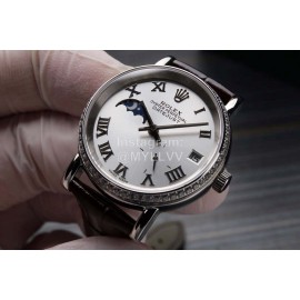 Rolex Roman Numeral Dial Sapphire Crystal Watch For Women Brown