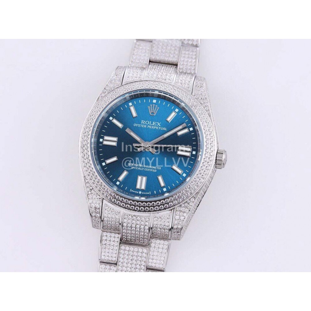 Rolex Sf Factory Oyster Perpetual Pearlmaster 41 Diamond Watch Blue
