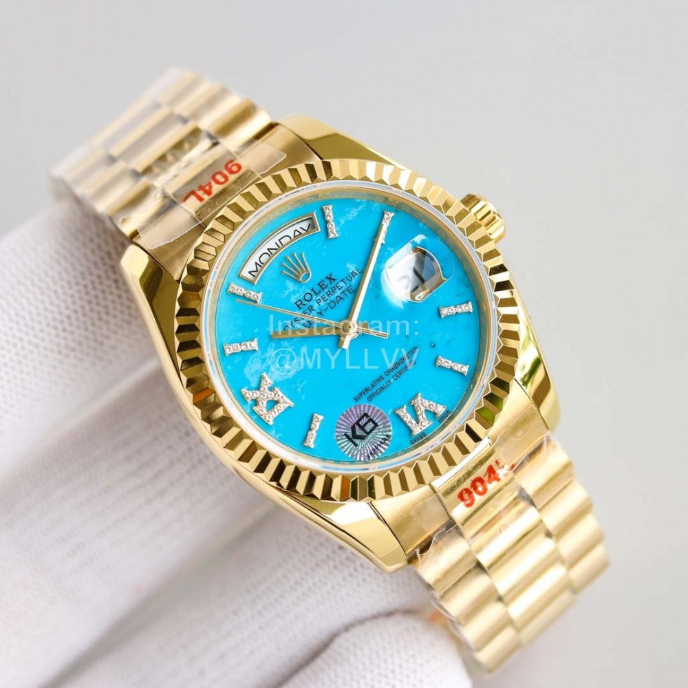 Rolex 36mm Dial Week Calendar Watch Gold