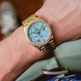 Rolex 36mm Dial Week Calendar Watch Gold