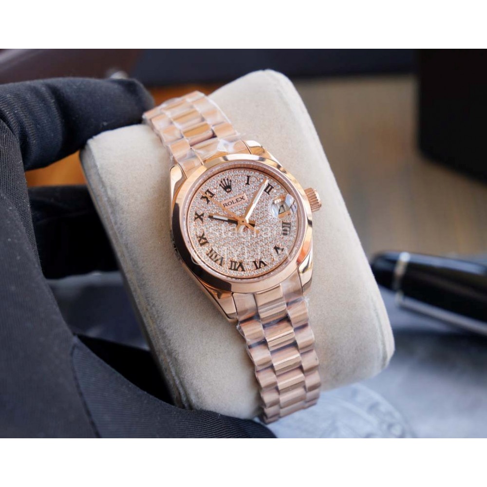 Rolex 316l Stainless Steel 28mm Dial Watch For Women Rose Gold