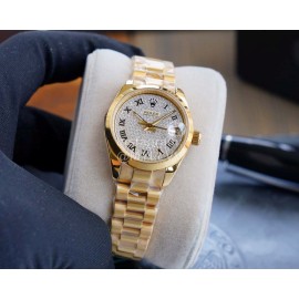 Rolex 316l Stainless Steel 28mm Dial Watch For Women Gold