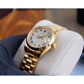 Rolex 316l Stainless Steel 28mm Dial Watch For Women Gold