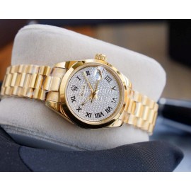 Rolex 316l Stainless Steel 28mm Dial Watch For Women Gold