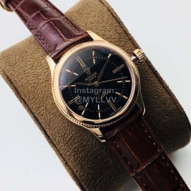 Rolex Dr Factory Leather Strap Watch Brown