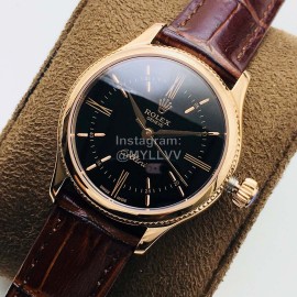 Rolex Dr Factory Leather Strap Watch Brown