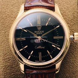 Rolex Dr Factory Leather Strap Watch Brown