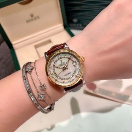 Rolex Leather Strap 35mm Dial Diamond Watch