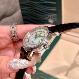 Rolex Leather Strap 35mm Dial Diamond Watch