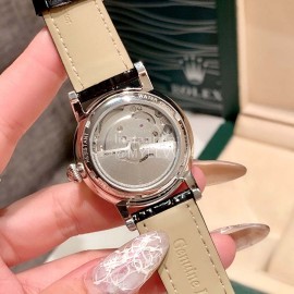 Rolex Leather Strap 35mm Dial Diamond Watch