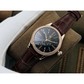 Rolex Dr Factory Leather Strap Diamond Watch Brown