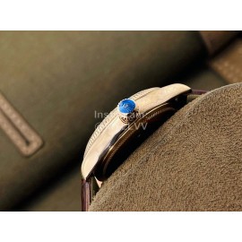 Rolex Dr Factory Leather Strap Diamond Watch Brown