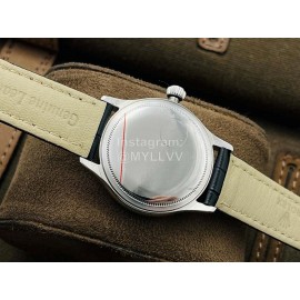 Rolex Dr Factory Leather Strap Diamond Watch Black