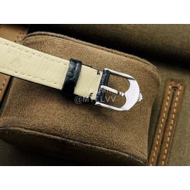 Rolex Dr Factory Leather Strap Diamond Watch Black