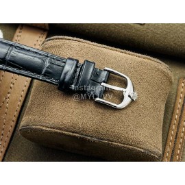 Rolex Dr Factory Leather Strap Diamond Watch Black