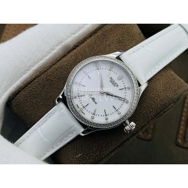 Rolex Dr Factory Leather Strap Diamond Watch White