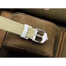 Rolex Dr Factory Leather Strap Diamond Watch White