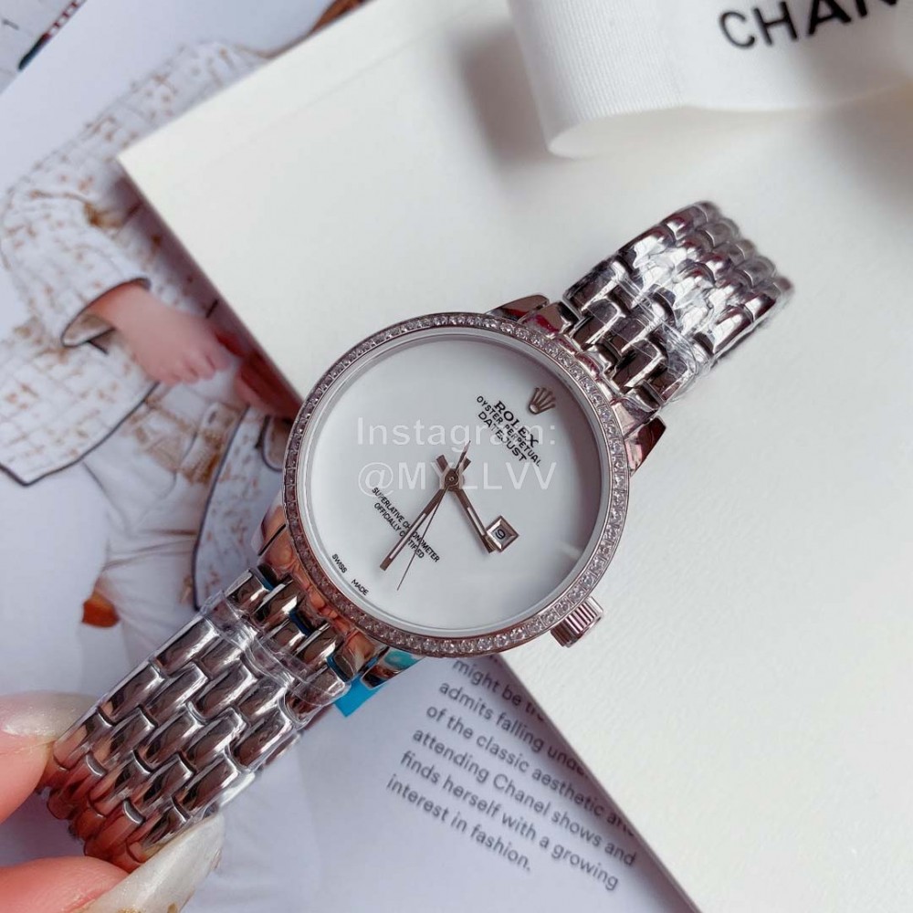 Rolex Sapphire Scratch Resistant Glass Watch For Women Silver