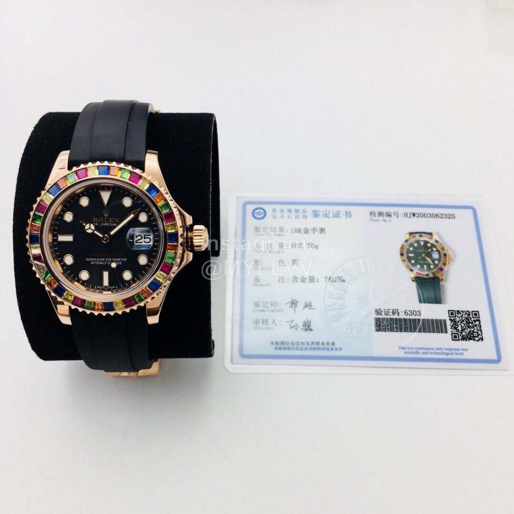 Rolex New 904l Stainless Steel Colored Gem Bezel Watch